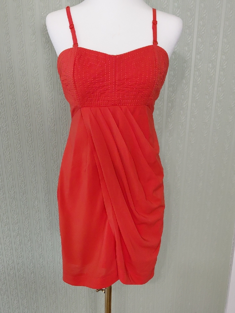 TWENTY ONE  Orange Draped Spaghetti-Strap Mini Dress Business Dance Medium